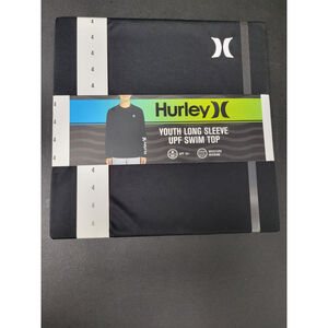 Boys Hurley Swim Top Size L Black Youth Long Sleeve UPF Swim Top NWT